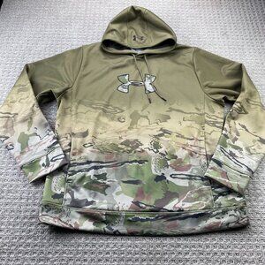 Under ARMOUR UA Camo Hoodie Sweater Men Size Extra Large XL Green Camouflage